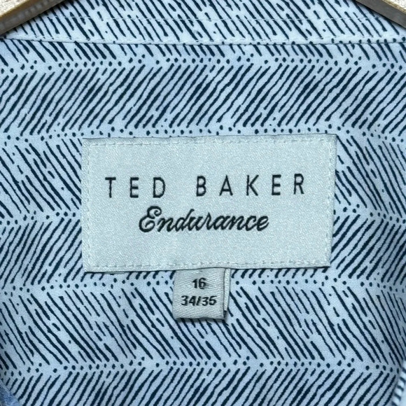 TED BAKER Endurance Button Down Men’s size 16 34/35 Blue Floral Dress Shirt - Picture 3 of 8